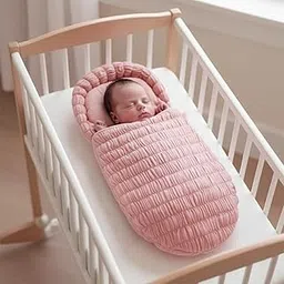 StarAndDaisy Baby Sleeping Bag for Newborn Boy & Girl/Baby Bedding Set for New Born/Organic Premium Cotton and Comfortable for 0-12 Months/Foldable & Washable Cotton Design -Peach-image-8