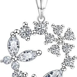 highspark 925 Silver Dazzling Butterfly Wreath Solitaire Pendant | 92.5 Sterling Silver and Diamond like Brilliance Sparkling Zirconia | Lovely Gift - Dazzling Butterfly Wreath-picture-22