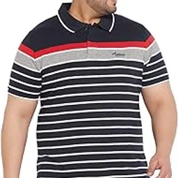 austivo Mens Short Sleeves Polo Collar Striped Regular Fit Tshirt(4534A)-picture-15