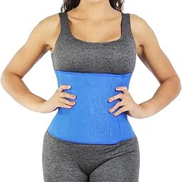 CLIANTHUS Premium Sweat Waist Trimmer for Women and Men - Abdominal Belt After Delivery - Tummy Shaper - Body Shaper for Exercise & Workout, Stomach Fitness (Free Size) Blue-picture-48