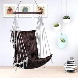 Hammock Hanging Swing for Adults/Wooden Swing for Living Room/Jhula for Balcony/Swing for Balcony/Jhoola for Home/Suitable for Indoor & Outdoor/ 120Kgs Weight Bearing Capacity (Brown) by Patiofy-image-12