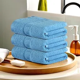 Urbane Home Pack of 3 Cotton Hand/Face Towels for Men & Women | Easily Washable | Workout Gym Napkins for Men | Pocket Towel - Sky Blue-picture-32