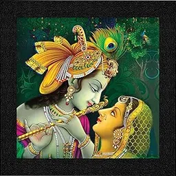 SAF paintings Religious Radha Krishna UV Coated Home Decorative Gift Item Framed Painting 12 inch X 12 inch SAA6137, Multicolor-picture-17