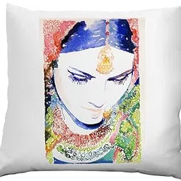 Mojolo Girl Painting Art Theme Printed Cushion Cover (12x12 Inches)-picture-50