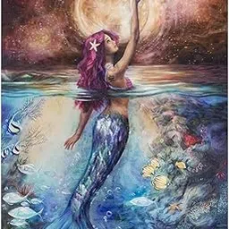 RANDEN 5D Diamond Painting Golden Mermaid, DIY Crystal Diamond Painting Rhinestone Embroidery Cross Stitch Kits Supply Arts Craft Canvas Wall Decor Sticke 30x40 cm-picture-43