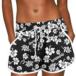 for g and pl Women Summer Floral Beach Boardshorts with Pockets Swim Trunks-picture-33