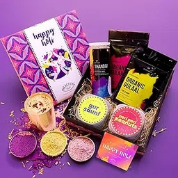 Healthy Treat Desi Bites Holi Gift Hamper with Thandai & Herbal Gulal | Holi Gift Box | Roasted Snacks Gift Hamper | Thandai Powder | Herbal Gulal | Corporate Gifts | Skin Friendly Holi colour-image-36