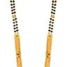 radhekrishna imitation Alloy Long 24 Inch Fold Over Head Black and Golden Bead Combination 2 Line Chain with Big Golden Meenakari Work Pendal Mangalsutra For Women-picture-54