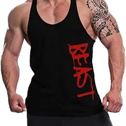 the blazze Men's Cotton Printed Sleeveless Racer Back Sports Gym Boxing Workout Activewear Bodybulding Quick Dry Fit Gym Vest Tank Top L61 Product_Code (Colour,Size)-picture-55
