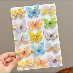 MPK PERFECT 3D Butterfly Hair Clips for Girls – Glitter Organza Barrettes with Moving Wings | Strong Hold Hair Clamps for Kids & Women | Colorful Cute Accessories (Pack of 12 Pcs)-picture-43