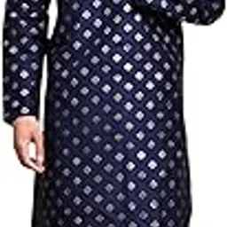 amazon brand - anarva Men's Art Silk Printed Kurta Pajama Set Ethnic Motifs Block Print Festive Party Dress-picture-25
