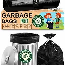 Dustbin bags | trash bags | Garbage Bags – Extra Strong, Leak-Proof, Large Capacity for Home & Office,Durable Ideal for Waste Management & Household Use|15 Bags Black Large -Pack Of 1-image-99