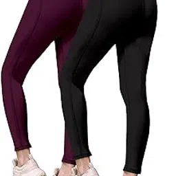 kashikay creation Women's Polyester Blend Combo of Gym Tights with Color Block Style | Stretchable Workout Track Pants for Yoga, Fitness, Gym Training, and Running | Pack of 2 Leggings-picture-44