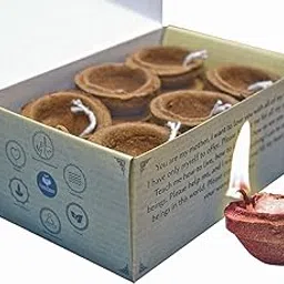 PremaNature Panchagavya Diya/Vilakku Set | Cow Dung Diya with 36 Wicks | 5 Elements: Cow Urine, Milk, Curd, Ghee | Pooja, Navaratri, Diwali Essentials | High Vibration | Handcrafted Cow Dung Vilakku-image-78