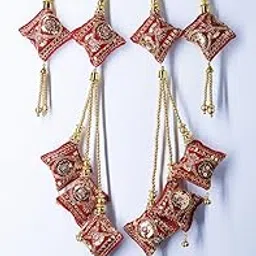 ethnic at ease Handmade Velvet Hanging Tassel latkan for Heavy Long Lehenga (Red, 4)-picture-19