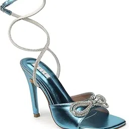elle Women's Metallic Heels with Embellished Bow and Ankle Strap Sandal-picture-15