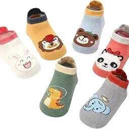 sun & shine | Cotton Grip Socks | Anti Slip Socks | Non Skid Ankle Length | 0-2 Years | Animal Print-picture-33