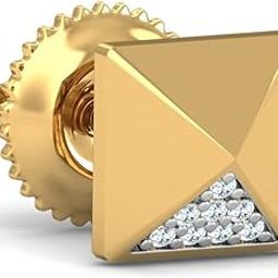kuberbox Monolith 14 Kt./ 18 Kt. Yellow Gold, Diamond Men's Ear Stud-picture-10