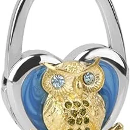 myaddiction Table Foldable Purse Bag Rhinestone Hanger Handbag Hook Holder Gift Owl Blue image 1