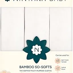 NINTARABABY So-Softs Bamboo Cloths - Ultra-Soft, Hypoallergenic, Highly Absorbent Multi-Purpose Baby Cloths, Quick-Drying, 10" x 10", Gifts for Babies, Infants & Toddlers, Pack of 3-picture-21