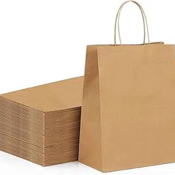 rangit bhumi RanGit Bhumi® Gift Bags- 25pcs 10"x14"x5" Medium size Party Favor Return Gifting Brown Paper Bags, Shopping Retail Craft Paper carry Bag- Recycled Eco Friendly Disposable (10x5x14 in Brown, 25 pack)-picture-28