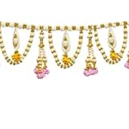 CraftVatika Premium Toran for Main Door Entrance, Diwali Decor Items, Diwali Decoration Items, Bandhanwar for Pooja Temple, Golden Pearls Toran Reusable Banderwal for Door Item (38.3 Inch Length)-image-45