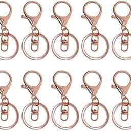 Keychain Rings with Lobster Clasp, Rose Gold Finish, Metal Split Ring Design, Pack of 10-picture-24