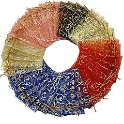 Devanshi Store Size 8 * 10 | Orgenza Potli Bags for Women | Batva for Woman | Royal Clutch Batwa Bag | Bridal Potli Bag | Return Gift Bags| shagun,Dryfruit Bag, Party Favour Bags (8 * 10, Set of 25-picture-12