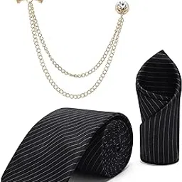 random stripe Men’s Necktie, Pocket Square & Brooch Combo Set Wedding, Party & Formal Wear – Available in 7 Colors-picture-53