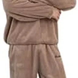 Men's Wool Blend & Fleece Fur, core Velvet Full Length Winter Nightwear Pajama and top Set Free Size-image-26