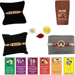 BOGATCHI Rakhi with chocolates gift pack, Rakhi and chocolate combo, Rakhi gift for brother with chocolate Butterscotch Nuts, 50g +Rakhi(3) +Roli Chawal+ Rakhi Story Card +Gold Coin|RKHBS-3-19-image-49