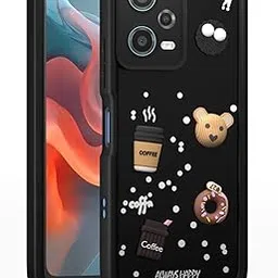 Pikkme Back Cover for Redmi Note 12 Pro 5G | Cute Fun Cartoon 3D Bear Silicone Full Body Protection Bumper Cover (Black)-picture-46