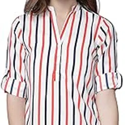 tokyo talkies Women's Colorful Striped Shirt-Style Top | Colorful Accents with A Relaxed Yet Structured Fit for A Fresh Look | Tops for Woman | Women Tops | Stylish Top-picture-35