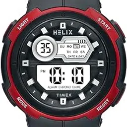 helix by Timex Digital Watch for Man with Grey Round Dial & Black Silicone Strap Band Water Resistant Men's Wrist Watches - TWESK6302T-picture-40