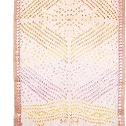 Indian Handicraft Art Silk Women's/Girls Bandhani Dupatta Off White Size 2.35 Meter-picture-51