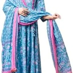 glam roots Women Cotton Printed Ankle Length V-Neck Angrakha Anarkali Kurta, Palazzo With Dupatta Set-picture-13