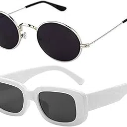 younky Unisex Combo Offer Pack of 2 Black Stylish UV400 Protected Retro Round Sunglasses for Men and Women with Box #2-135-picture-10