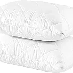Trance Home Linen Water Resistant Quilted Pillow Protector 240 GSM Soft Cotton Quilted Pillow Cover Protector Zippered Closure, Protection Against Water Spills & Dustmites ( 18x28 Inches | White)-picture-11