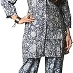 ekisha Pure Muslin Co-Ord Set Stylish & Comfortable Floral Design, Regular Fit | Ideal for Casual, Party & Nightwear | Pure Muslin Fabric, Ethnic &, Night Co Order Set for Women-picture-12