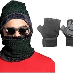 Winter Cap Neck Set & Winter Gloves Set, Woolen Cap, Beanie Cap, Winter Gloves, Mufflers and Neck Warmer Winter Clothes for Women and Men-image-81