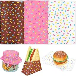 240 Sheet Donut Sprinkles Wax Paper Brown Pink White Sprinkles Design Food Wrapping Tissue Paper Deli Paper Basket Liners for Home Kitchen Restaurant Baking-picture-14