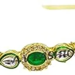 MANBHAR GEMS - Kundan Hair Band for Women and Girls | Tiara Head Piece Sheeshphool Matha patti Ethnic Hair Accessory for Festive Season Weddings Shaadi Head band Green Kundan-image-76