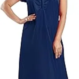 Apparels Solid Satin Nighty | Lace Work Neck Design Nightgown | Full Length Regular Nightwear/Maxi for Women/Mother/Wife/Girlfriend-image-77