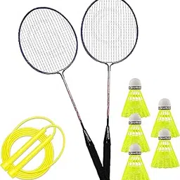 CLOVERBYTE Power Purple Lightweight Badminton Racquet 1 Pair, 5 Shuttles & Skipping Rope Badminton Kit-picture-21