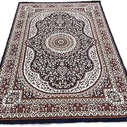 Traditional Kashmiri Persia Silk Carpets, Elegant Soft Finish Royal Look for Living Room,Bedroom and for Home with 2 inch Thickness. (BLUE5, 5x7 Feet(150x210) cm)-image-14
