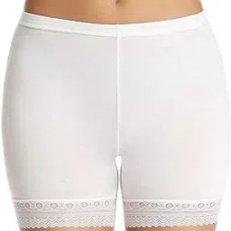 PLUMBURY® Women's/Girl's Cotton Lycra Shorts with Lace Trim - Cycling/Under Skirt/Night Shorts, Free Size image 1