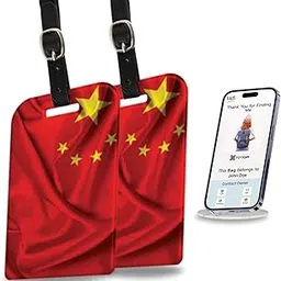 [Pack 2] tag8 China Smart Bag tag |Trendy Luggage tag ID Identification National Flag Theme Fashionable Digital Name tag | Airline Compliant, SITA World Tracer Code Enabled | Travel Gift, Collectible-picture-17