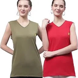 mack jonney Regular Fit Cotton Solid Gym Vest for Women (Pack of 2)-V_SL_OLV_RED_002-P-picture-27