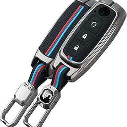 SHOPOFLUX Metal Key Cover Compatible with Nissan Magnite 3 button Smart Key (Black) (Pack of 1)-picture-34