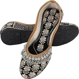 indiestride Women Rajasthani Embroidered with Payal Punjabi Mojari Juti Shoe-picture-16